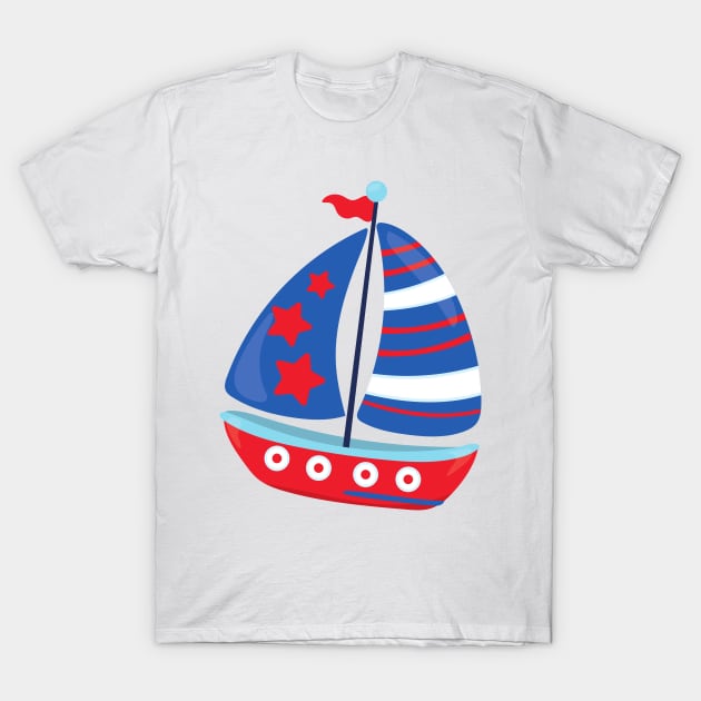 Sailing Boat, Sailor, Sailing, Sails, Ship, Boat T-Shirt by Jelena Dunčević